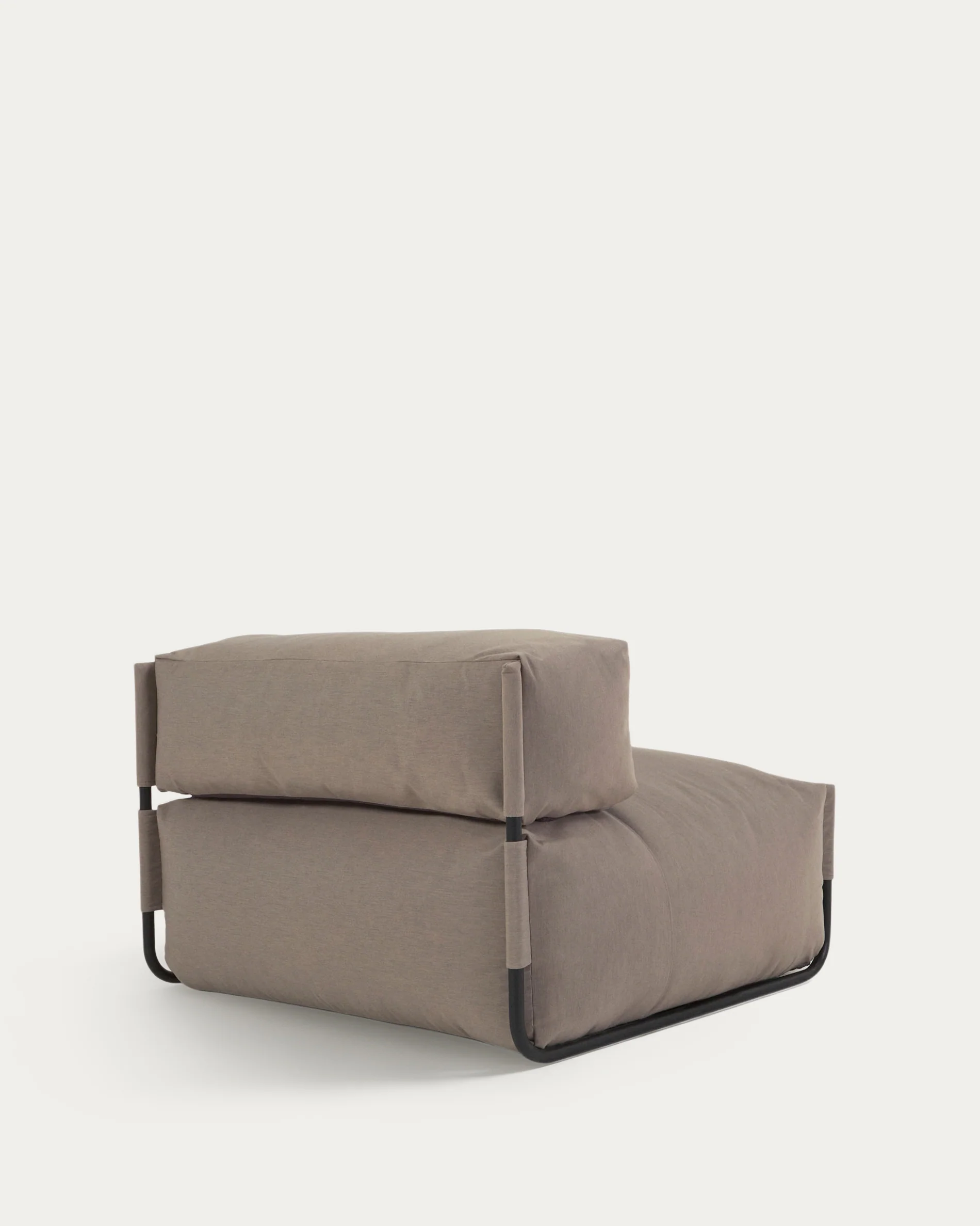 Square modular 100% outdoor sofa pouffe w/ backrest, green with black aluminium, 101x101cm - Image 9