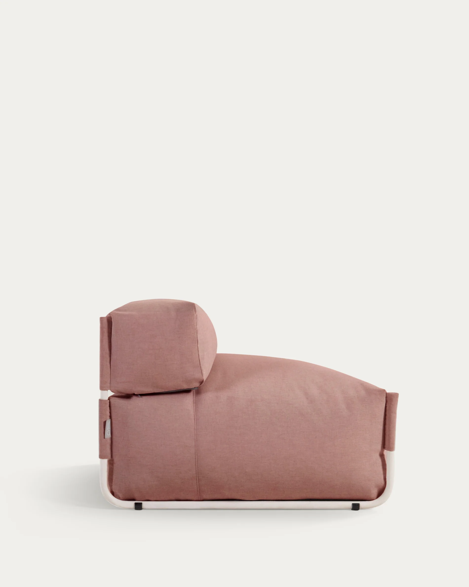 Square modular 100% outdoor sofa pouffe w/ backrest, terracotta, white aluminium 101x101cm - Image 3