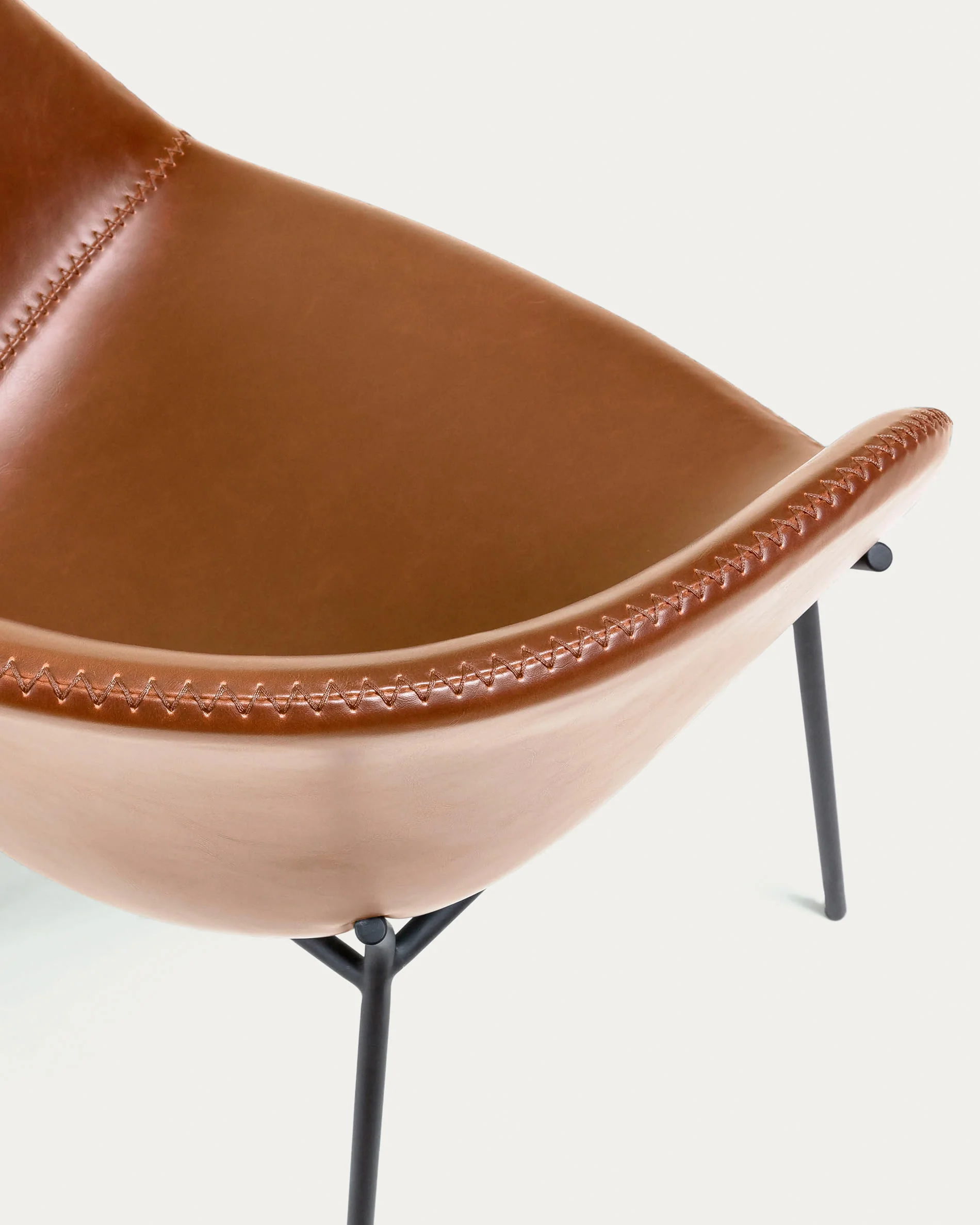 Synthetic leather Yvette brown chair with steel legs in a black finish - Image 3