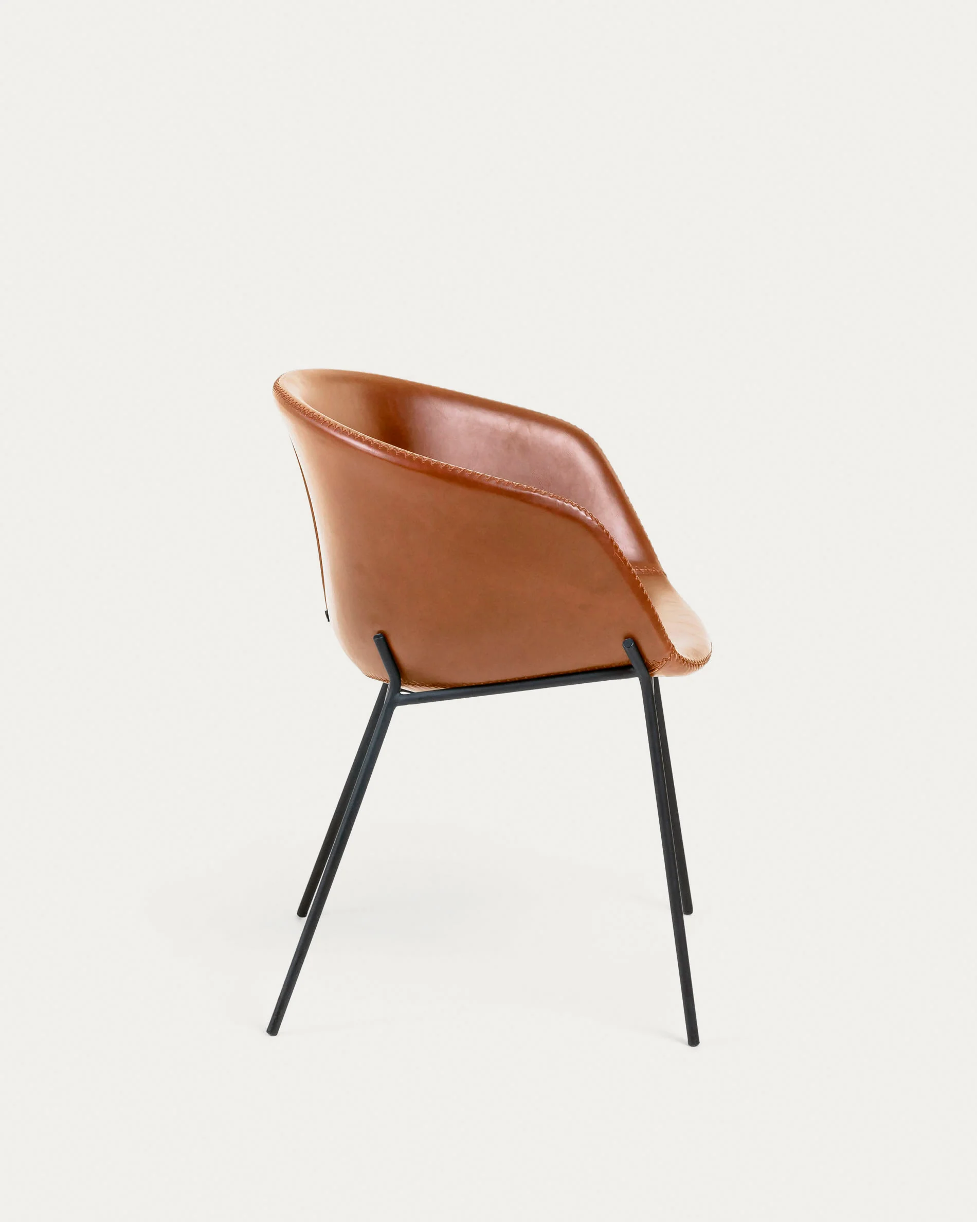 Synthetic leather Yvette brown chair with steel legs in a black finish - Image 6