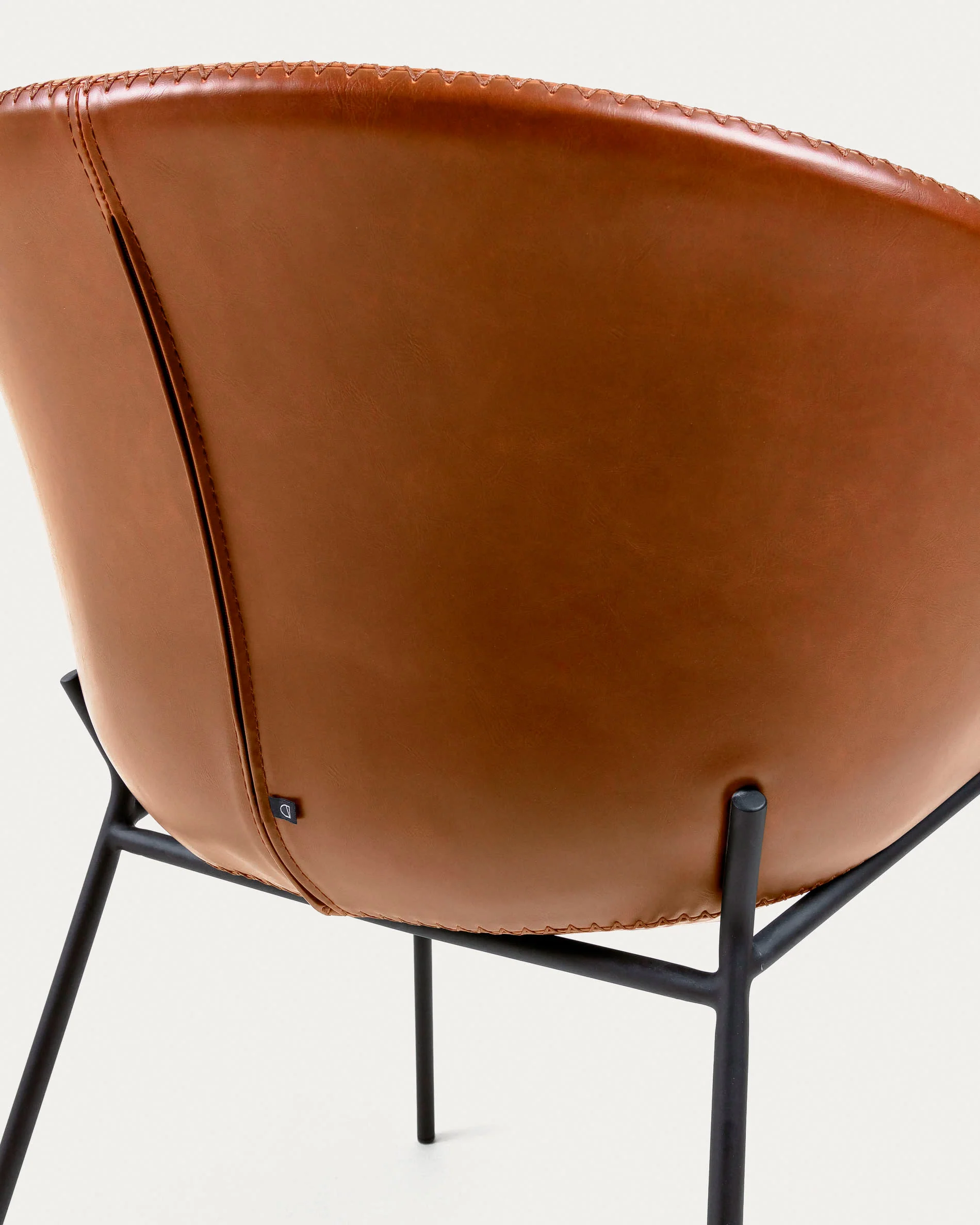Synthetic leather Yvette brown chair with steel legs in a black finish - Image 7