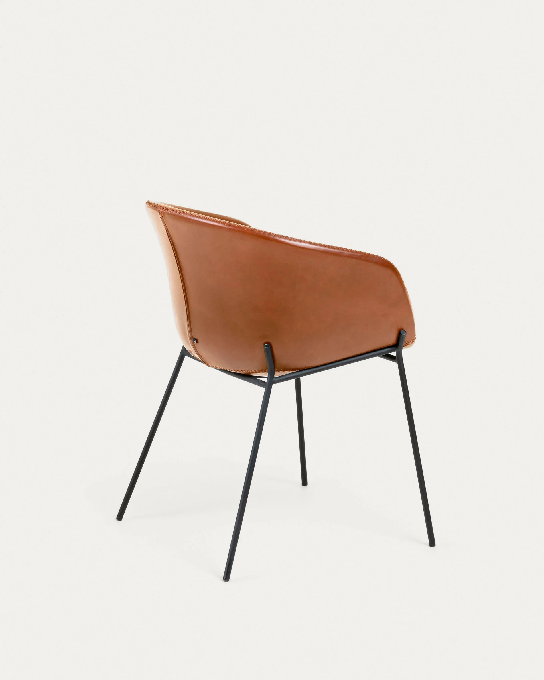 Synthetic leather Yvette brown chair with steel legs in a black finish - Image 8