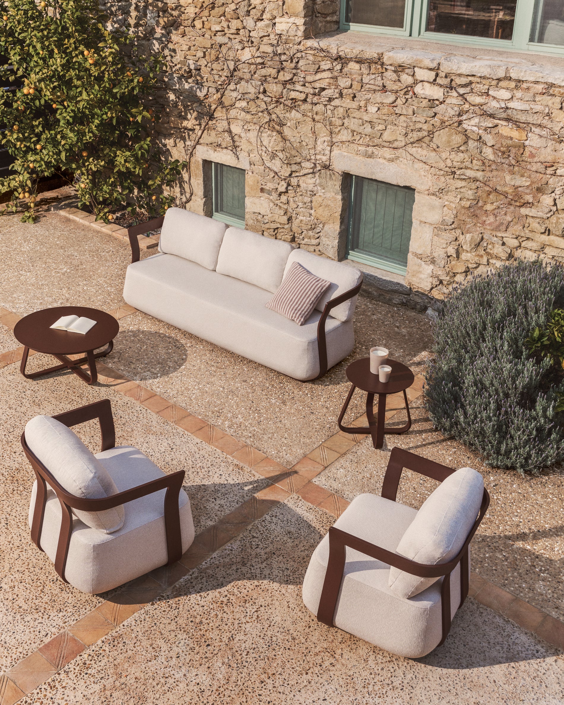 Tamaris brown aluminium 3-seater sofa 217cm - Image 2