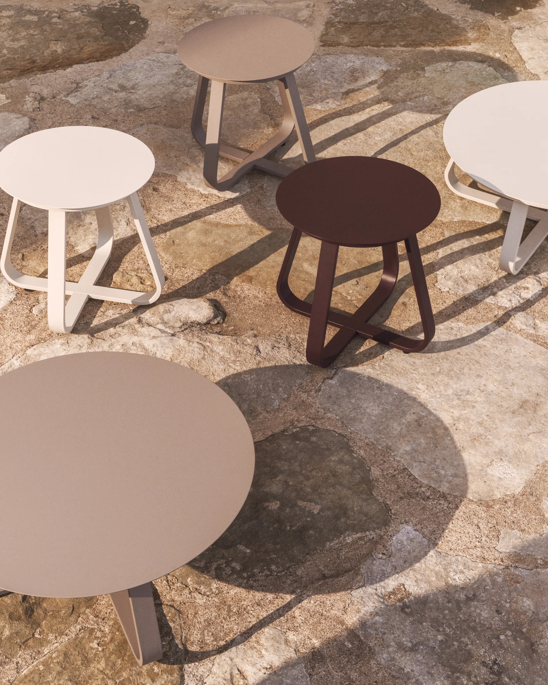 Tamaris taupe aluminium outdoor side table Ø48cm - Image 6