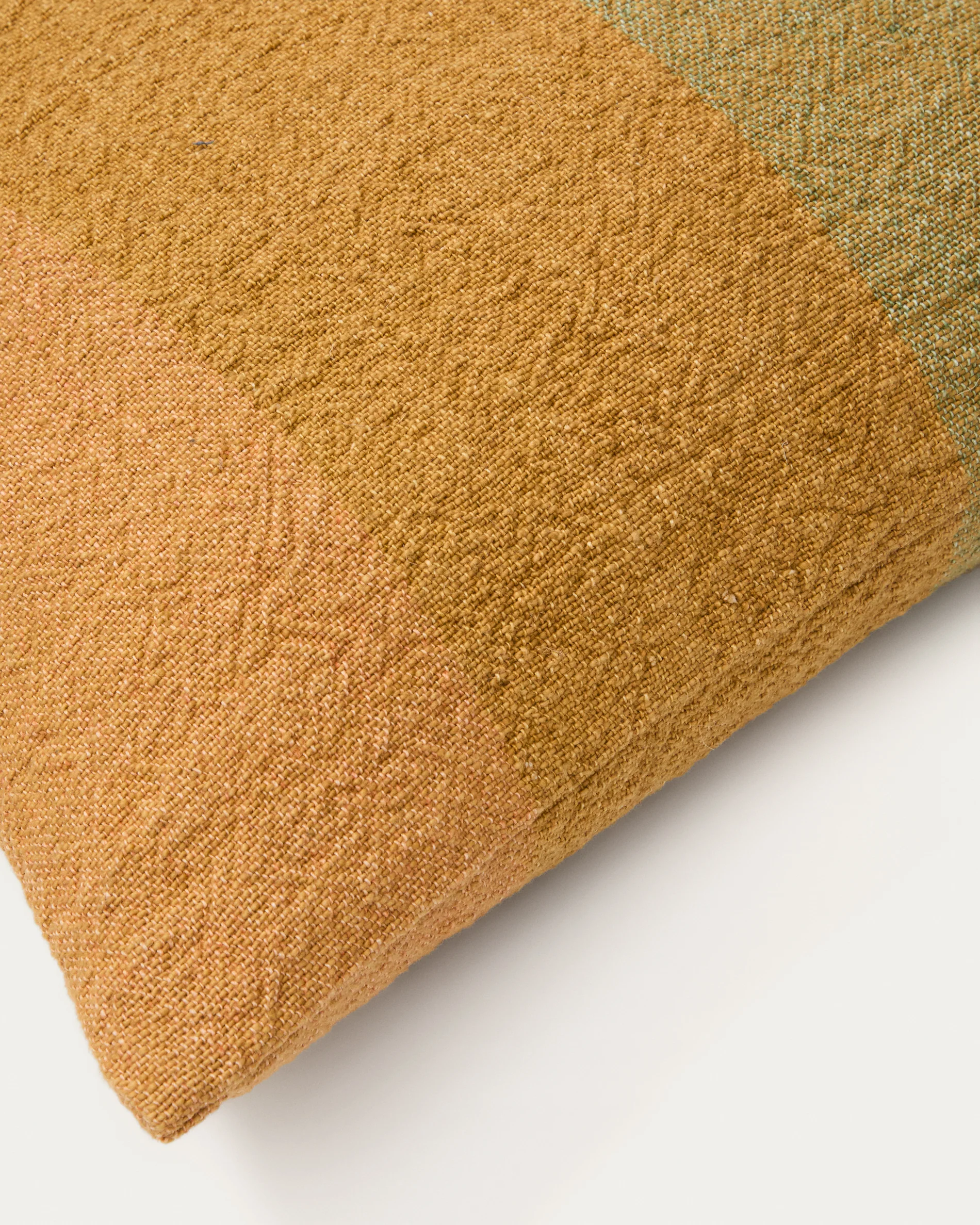 Taris mustard striped linen cushion cover 50 x 50cm - Image 3