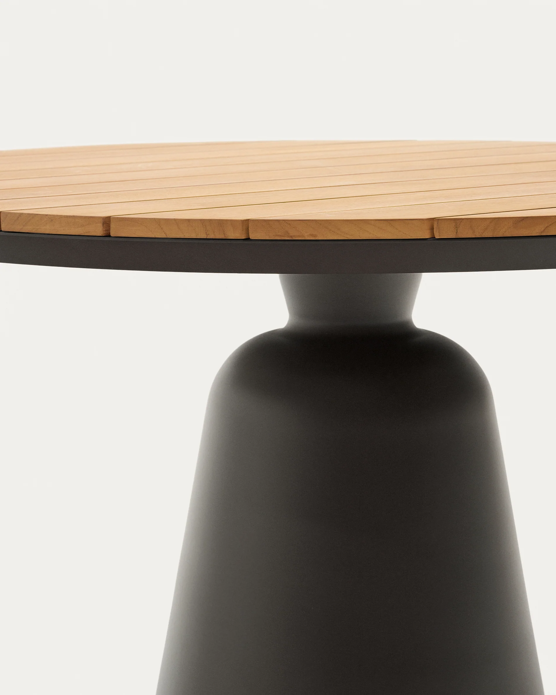 Tudons round outdoor table in aluminium in a grey and teak finish, Ø120 cm FSC 100% - Image 5
