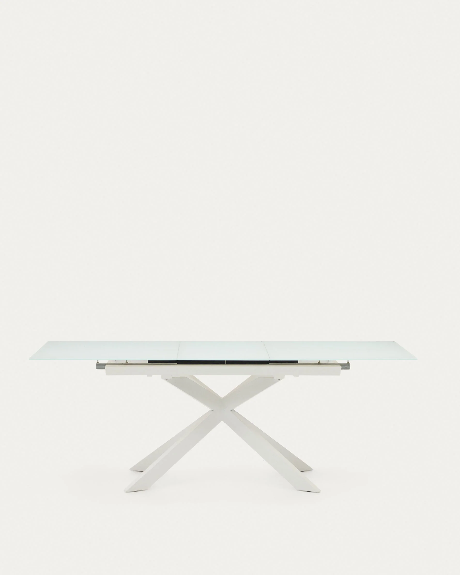 Atminda extendable table in glass and MDF with steel legs in white, 160 (210) x 90 cm - Image 5