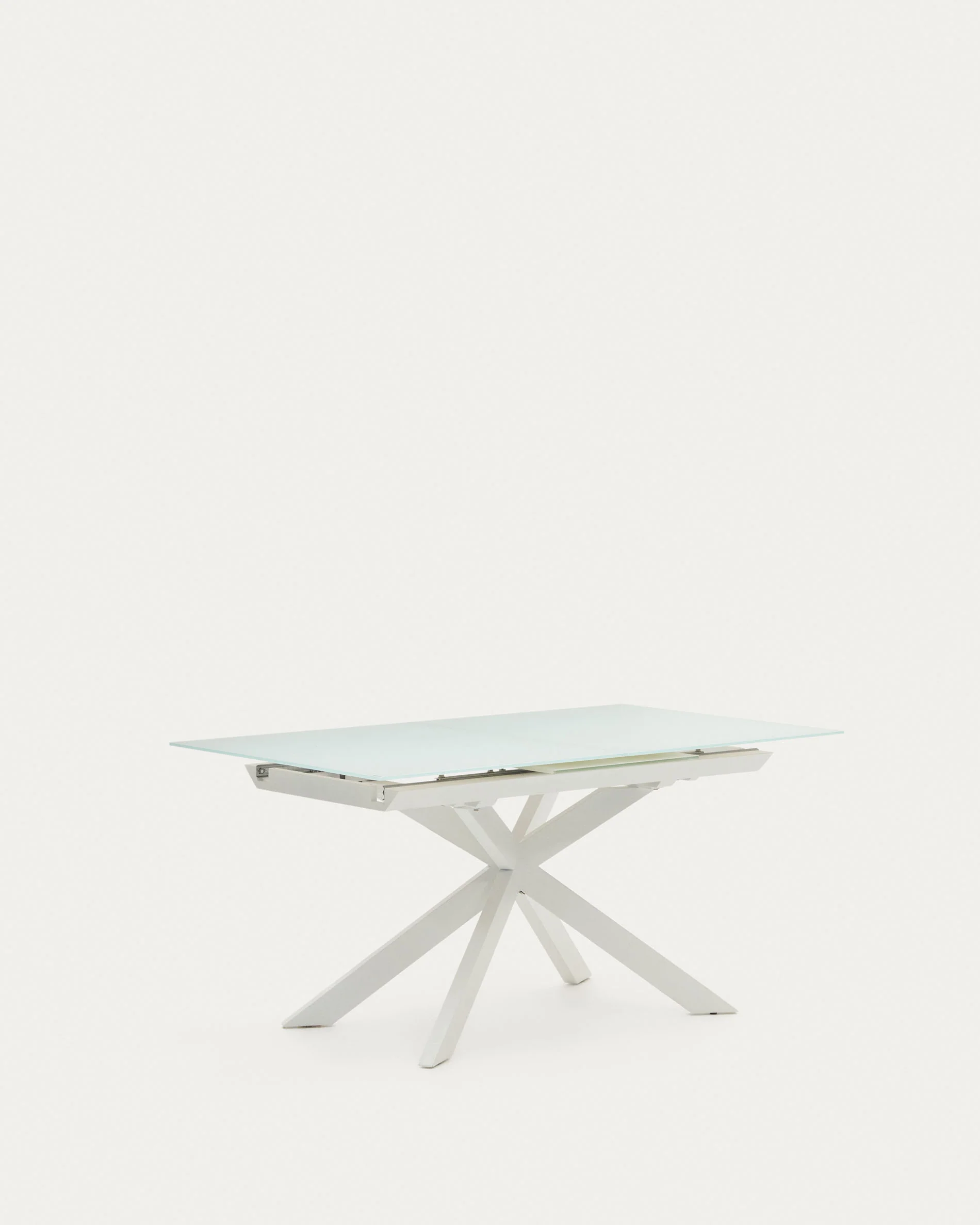 Atminda extendable table in glass and MDF with steel legs in white, 160 (210) x 90 cm - Image 7