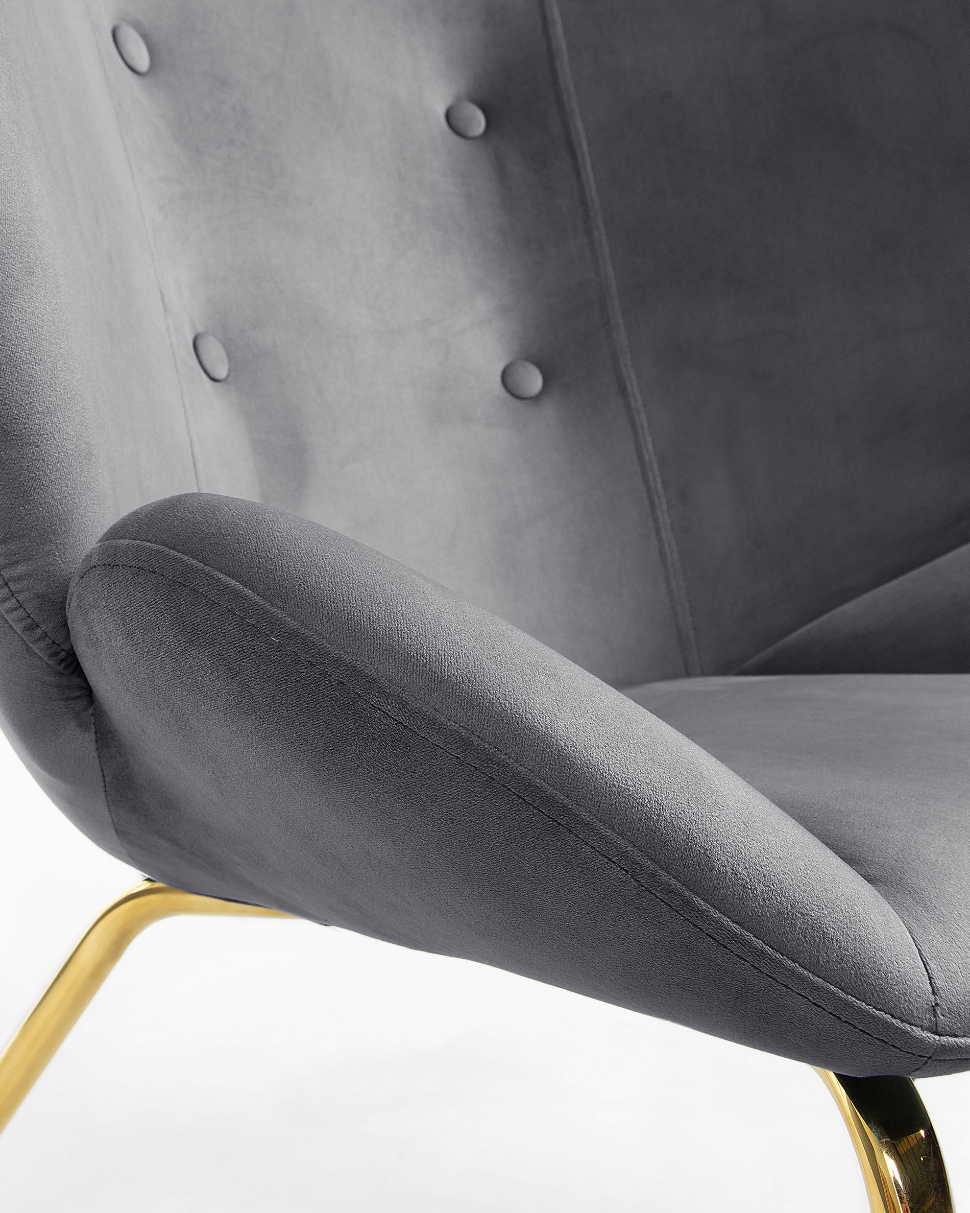 Violet armchair in dark grey velvet with steels legs in a gold finish - Image 3