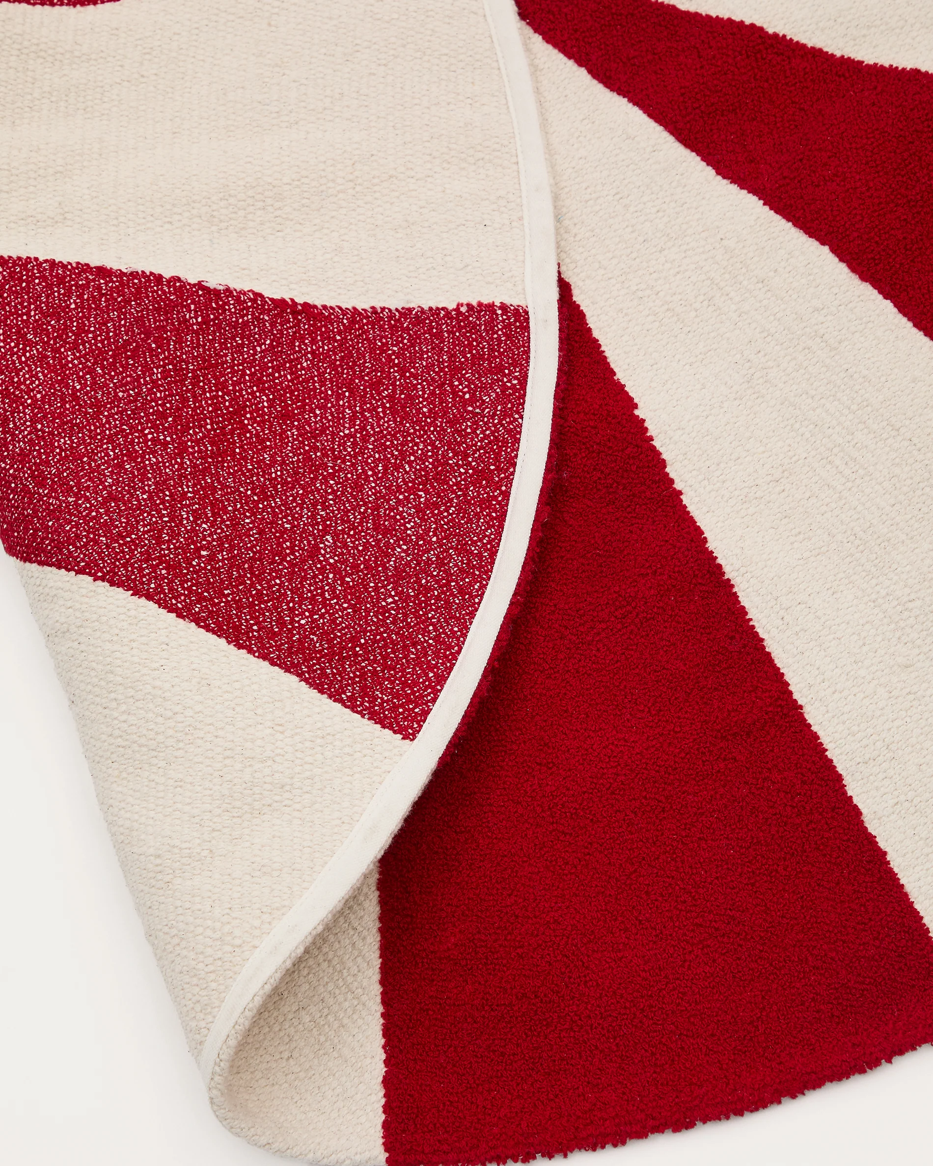 Wirla beige and red, 100% cotton rug, Ø 100 cm - Image 3