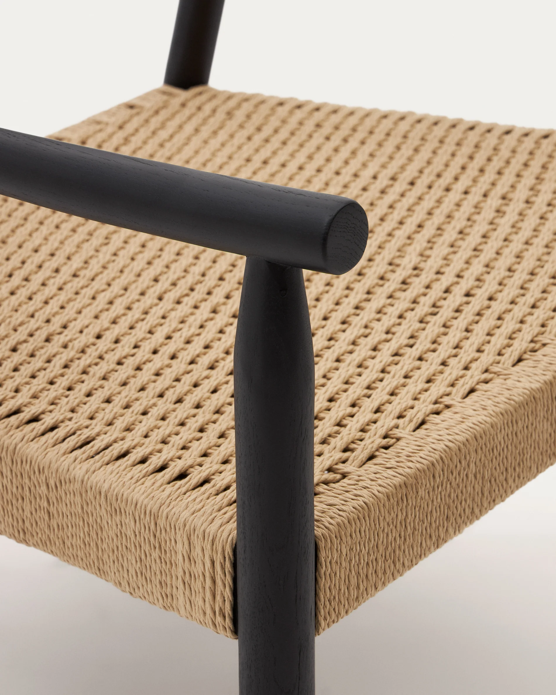 Yalia armchair in solid oak with a black finish and paper rope seat FSC 100% - Image 5