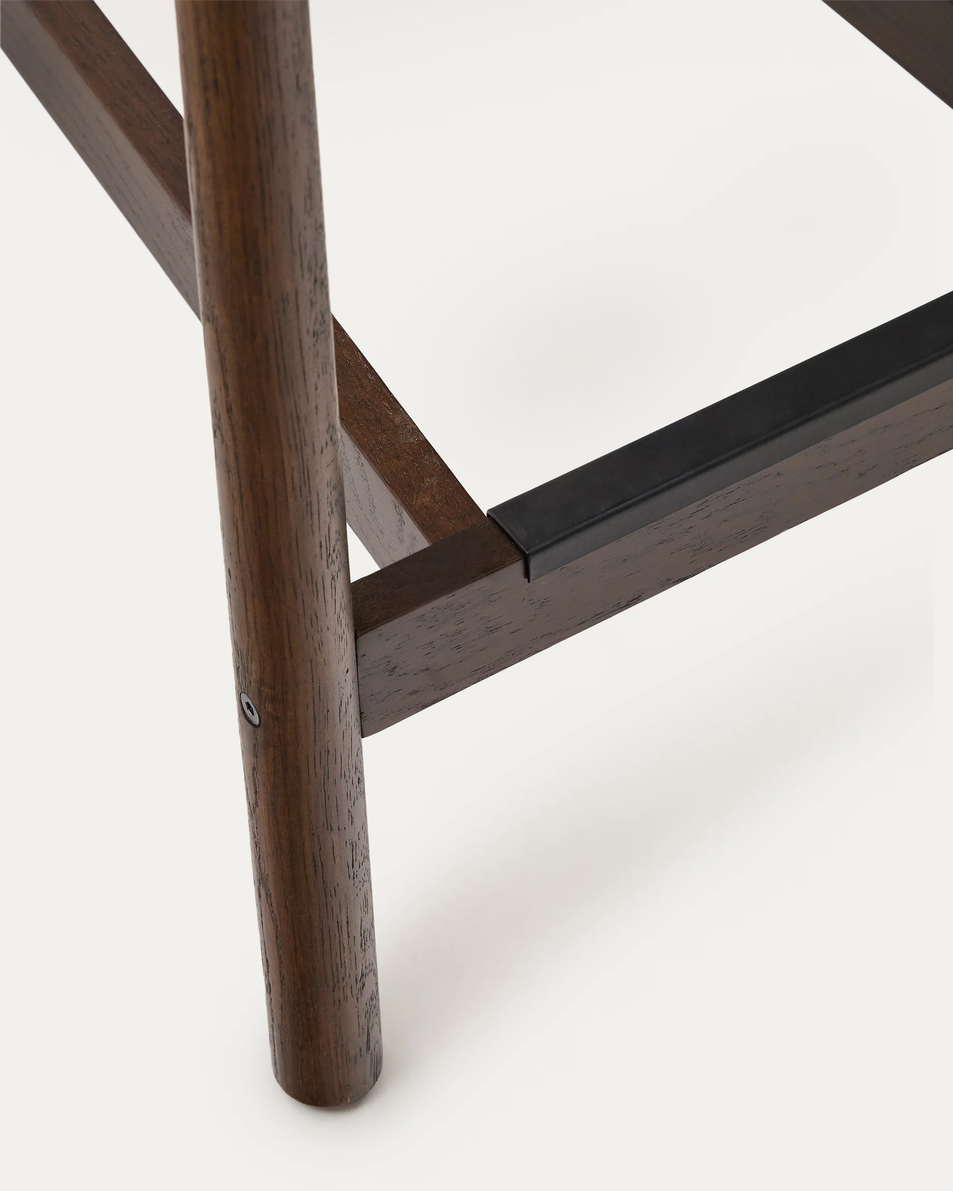 Yalia stool with a backrest in solid oak wood in a walnut finish, and rope cord seat, 65 cm FSC 100% - Image 6