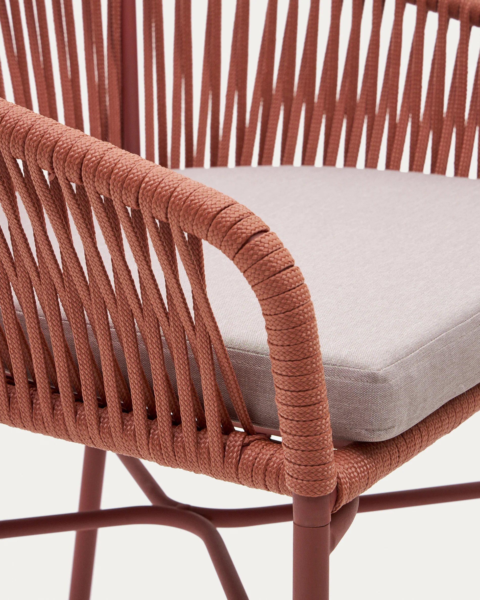 Yanet stool made from terracotta cord and galvanised steel, height 65 cm - Image 5