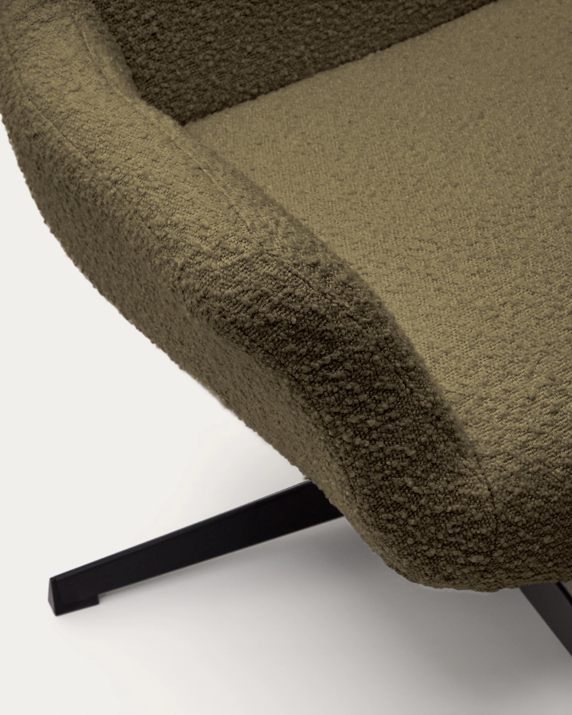 Zalina swivel armchair in dark green bouclé and steel with black finish FSC 100% - Image 8